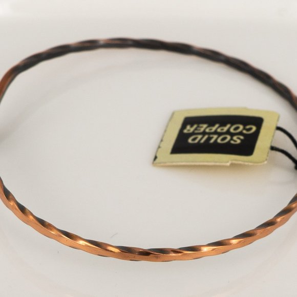 Vintage Solid Copper Pair Love Birds Bangle Bracelet Hook Clasp Twisted 7 inch - Picture 2 of 4